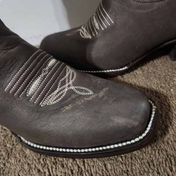 Mexican sunflower leather cowgirl boots size 9.5 womens new botas cuero stitched - Picture 6 of 11